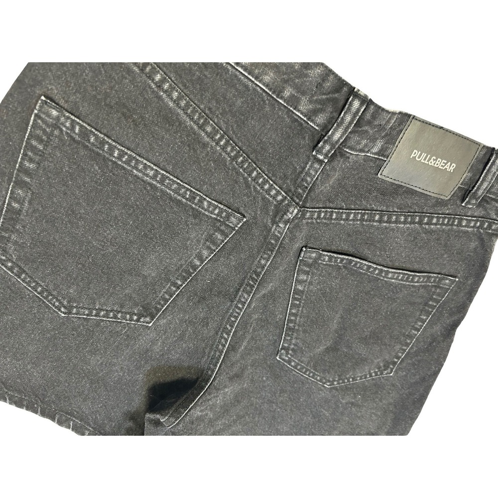 Pull&Bear High Waisted Relaxed Denim Shorts Black Sz 6 - Picture 4 of 8